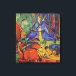 Hirsche im Wald II von Franz Marc, Vintage Kunst Leinwanddruck<br><div class="desc">Hirsche im Wald II (1914) von Franz Marc ist ein Vintager Expressionismus der schönen Kunst wilder Tiermalerei. Mehrere Waldtiere, Hirsche, ein Hirsch und ein Baby liegen in einem Wald, umgeben von Bäumen. Ein schöner, heller, farbenfroher Hintergrund. Über den Künstler: Franz Marc (1880-1916) war ein deutscher expressionistischer Maler, einer der Schlüsselfiguren...</div>