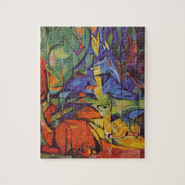 Hirsche im Wald II von Franz Marc, Vintage Kunst Puzzle (Vertikal)