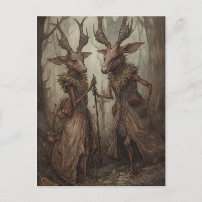 Hirsche im Wald Postkarte (Vorderseite)