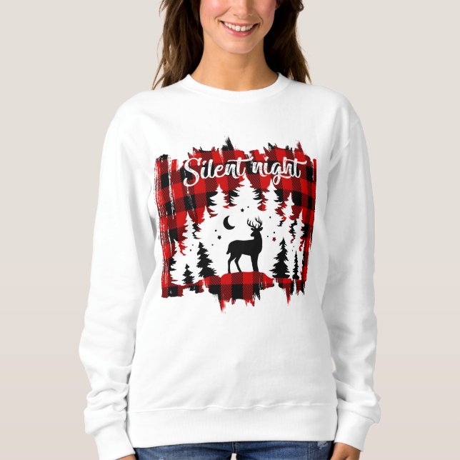 Hirsche im Wald Red Black Buffalo Kariert Sweatshirt (Vorderseite)