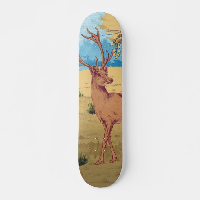 Hirsche im Wald Vintages Tier Skateboard (Vorne)