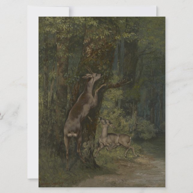 Hirsche im Wald (von Gustave Courbet) Karte (Vorderseite)