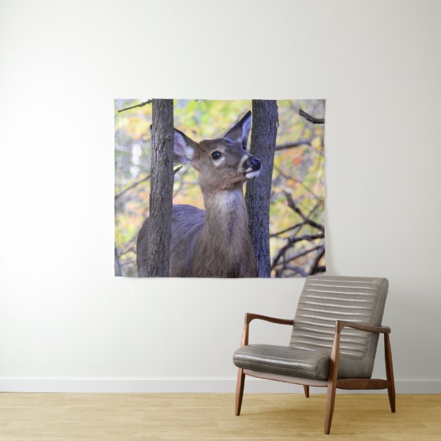 Hirsche im Wald Wandteppich (Beispiel (Horizontal))