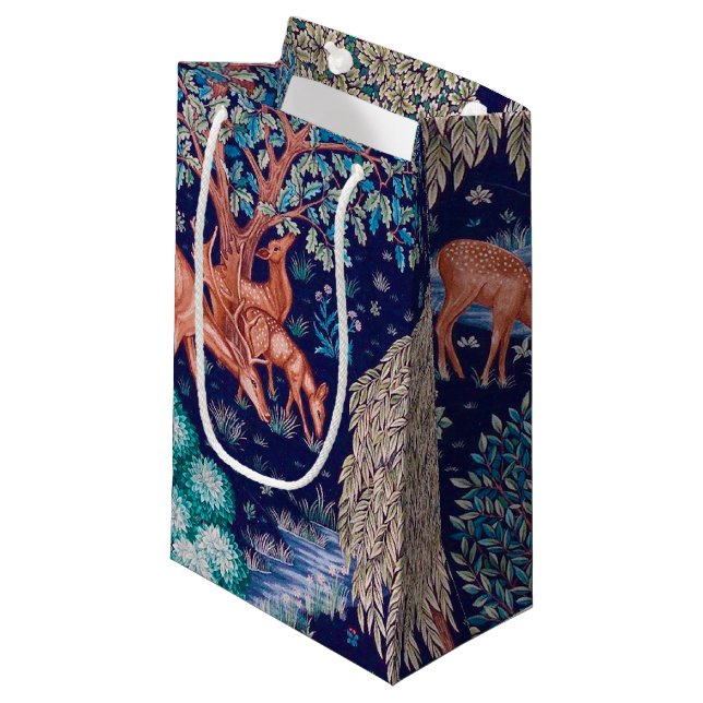 Hirsche im Wald, William Morris Kleine Geschenktüte (Vorderseite Schrägansicht)