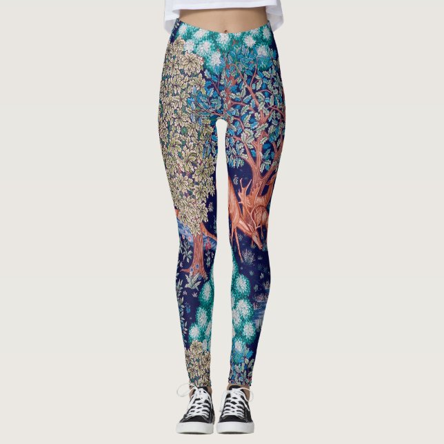 Hirsche im Wald, William Morris Leggings (Vorderseite)