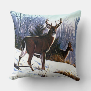 Hirsche im Winter Kissen