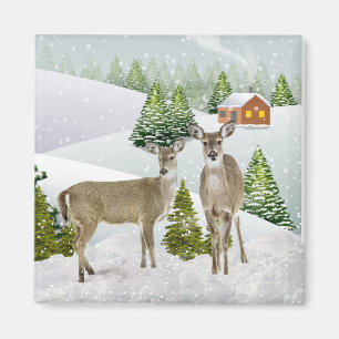Hirsche im Winter mit Schnee Kühlschrankmagnet Magnet