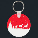 Hirsche im Winterland Schlüsselanhänger<br><div class="desc">Hirschfamilie in der Winterlandschaft</div>