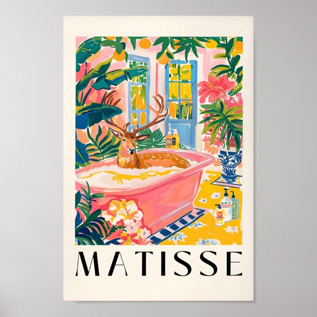 Hirsche in Badewanne Kunst Printing, Kunst des Mit Poster (Vorne)