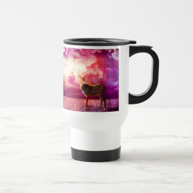 Hirsche in der rosa Wolkenwolke Tasse (Rechts)