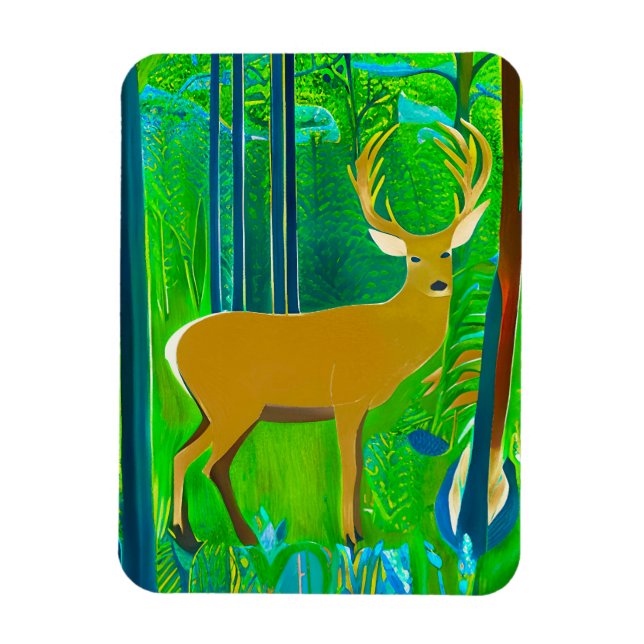 Hirsche in einem Fantasy-Wald Magnet (Vertikal)