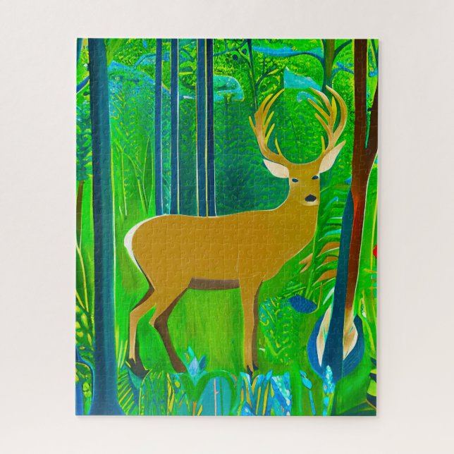 Hirsche in einem Fantasy-Wald Puzzle (Vertikal)