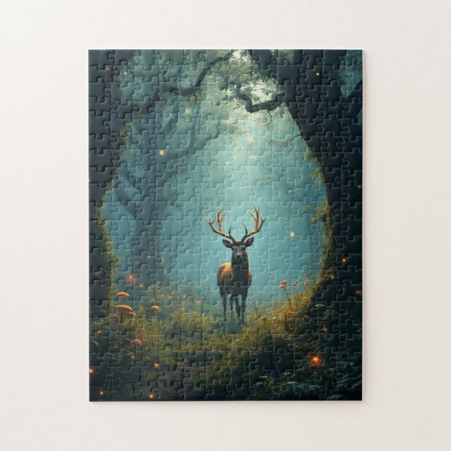 Hirsche in einem verzauberten Wald Puzzle (Vertikal)