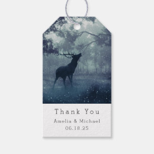 Hirsche in einem Wald - Hochzeit Danke Geschenkanhänger