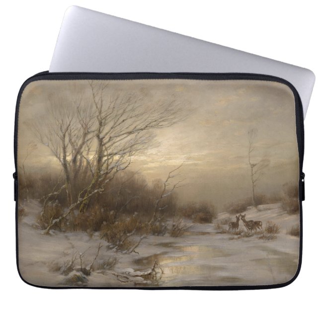 Hirsche in einer Winterlandschaft - Désiré Thomass Laptopschutzhülle (Vorderseite)