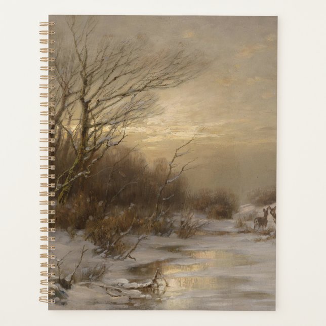 Hirsche in einer Winterlandschaft - Désiré Thomass Planer (Vorderseite)