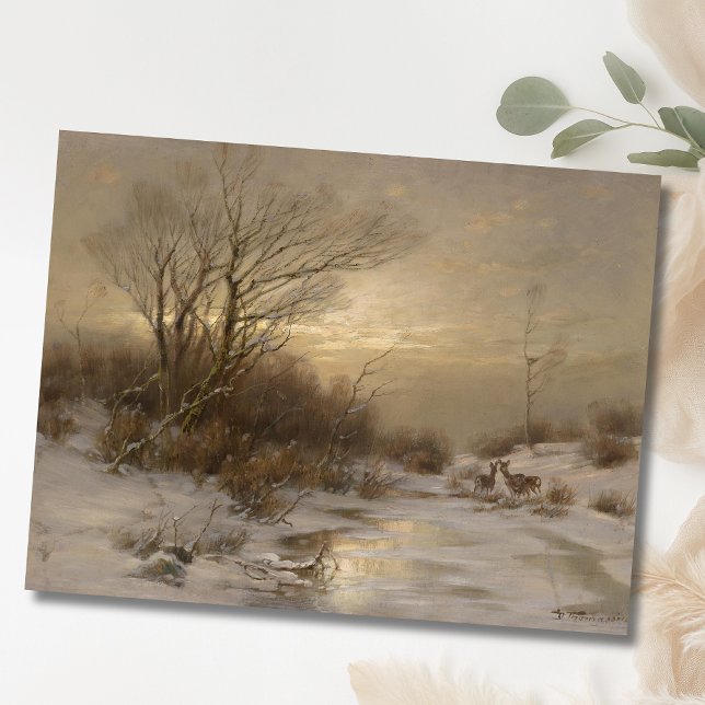 Hirsche in einer Winterlandschaft - Désiré Thomass Postkarte (Von Creator hochgeladen)