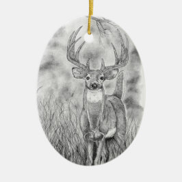 Hirsche in Holz Keramik Ornament