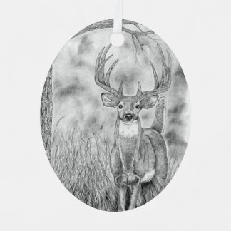 Hirsche in Holz Keramik Ornament