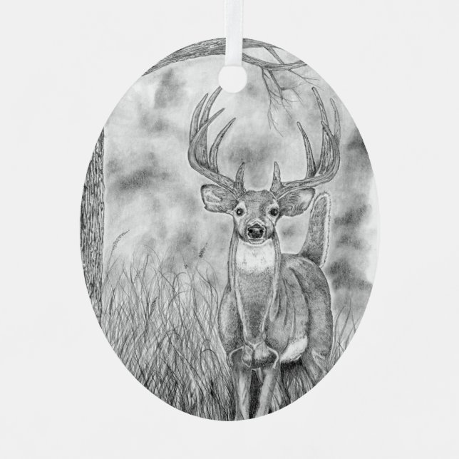 Hirsche in Holz Keramik Ornament (Vorderseite)