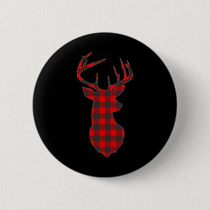Hirsche Kariert Red Rentier Buck WeihnachtsWeihnac Button