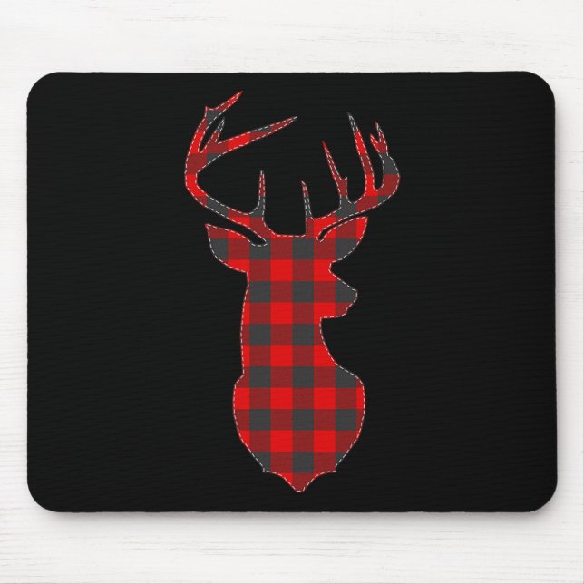 Hirsche Kariert Red Rentier Buck WeihnachtsWeihnac Mousepad (Vorne)
