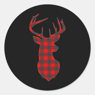 Hirsche Kariert Red Rentier Buck WeihnachtsWeihnac Runder Aufkleber