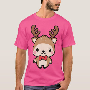 Hirsche Kawaii Bow Krawatte Zoo Tagesausflug Mädch T-Shirt