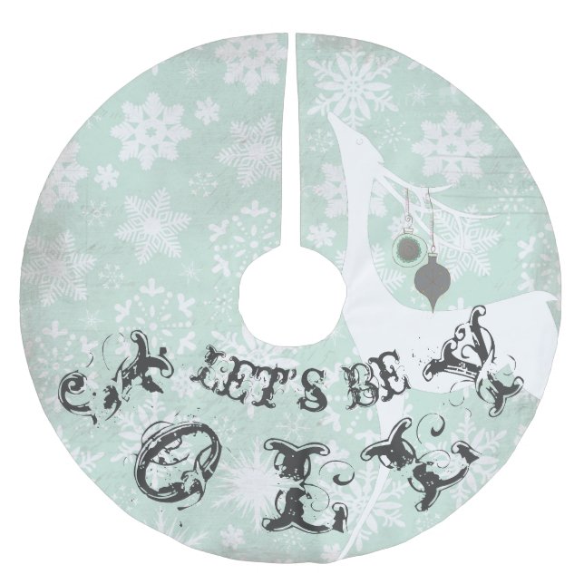 Hirsche, lasst uns Jolly Holiday Tree Skirt sein Polyester Weihnachtsbaumdecke (Vorderseite)