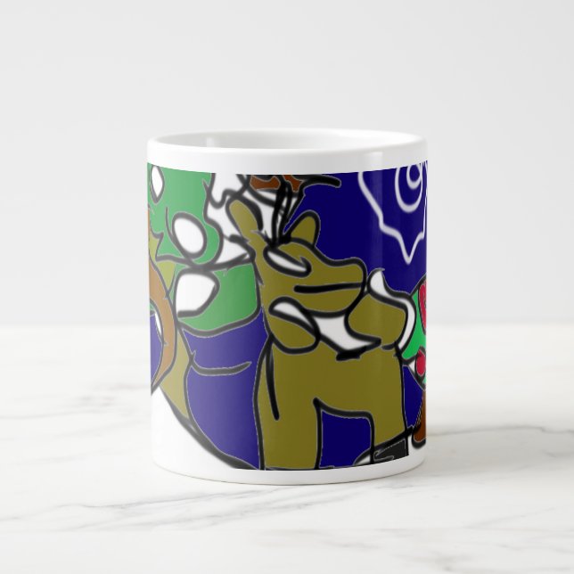 Hirsche Liebe Winter Jumbo-Tasse (Vorderseite)