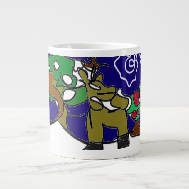 Hirsche Liebe Winter Jumbo-Tasse (Vorderseite)