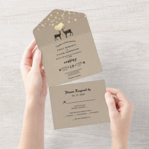 Hirsche Liebe Woodland Hirsche Hochzeiten All In One Einladung