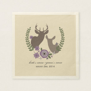 Hirsche + Lila Blumenhochzeit Napkins Serviette