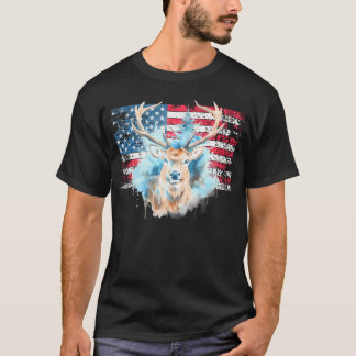 Hirsche mit amerikanischer Flagge Western 4. Juli  T-Shirt