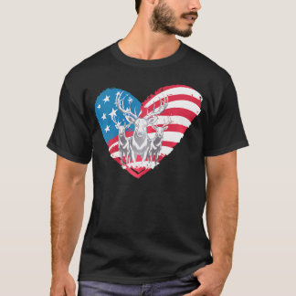 Hirsche mit amerikanischer Flagge Western 4. Juli  T-Shirt