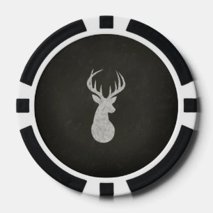 Hirsche mit Antler Chalk Zeichnend Pokerchips
