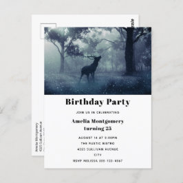 Hirsche mit Antlern im Schattenwald Postkarte