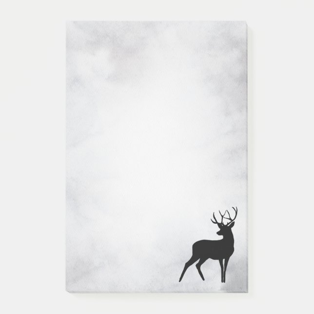 Hirsche mit Antlers Black Silhouette Rustikal Post-it Klebezettel (Vorderseite)
