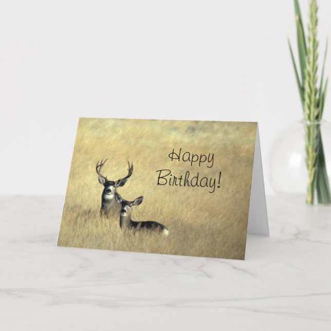 Hirsche mit Antlers Happy Birthday Day Karte (Vorderseite)