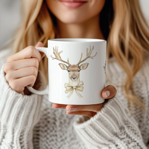 Hirsche mit Bow Christmas Kaffeetasse