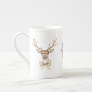 Hirsche mit Bow Christmas Prozellantasse
