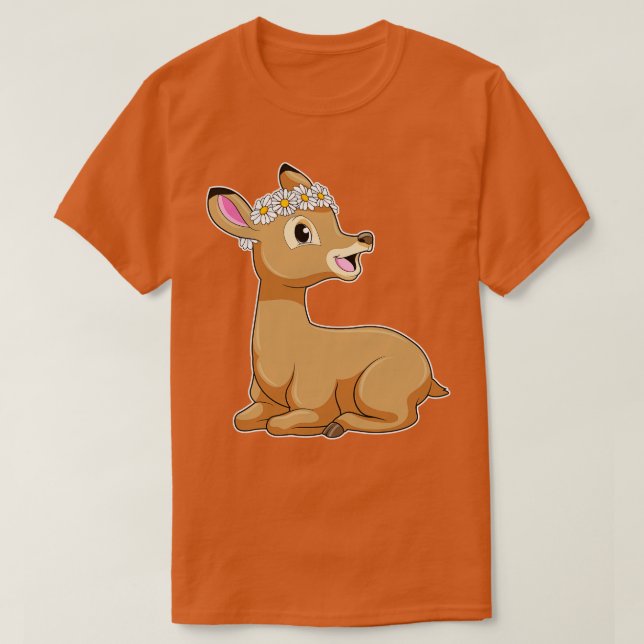 Hirsche mit Daisy-Blume T-Shirt (Design vorne)