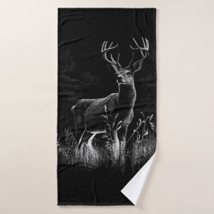 Hirsche mit Geweihen, die von Feld und Baum gerahm Badhandtuch Set