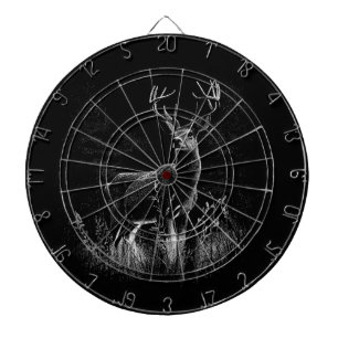 Hirsche mit Geweihen, die von Feld und Baum gerahm Dartscheibe