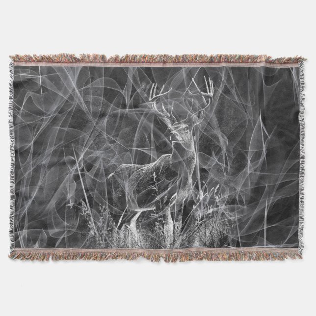 Hirsche mit Geweihen, die von Feld und Baum gerahm Decke (Vorderseite)