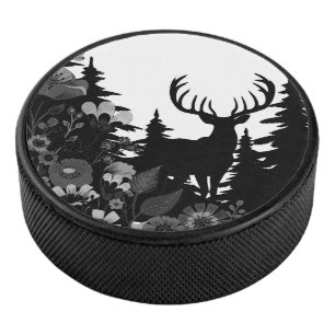 Hirsche mit großer Waldbrasse Eishockey Puck