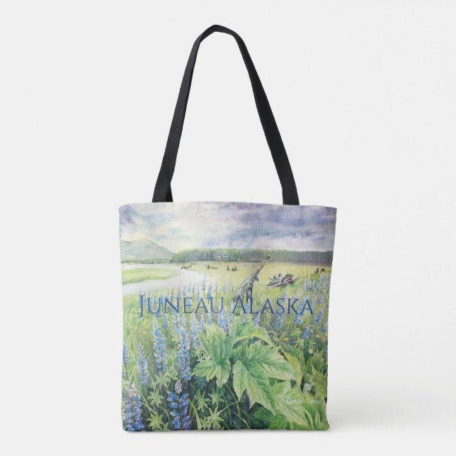 Hirsche mit Lupine von Alaska Tote Bag (Rückseite)