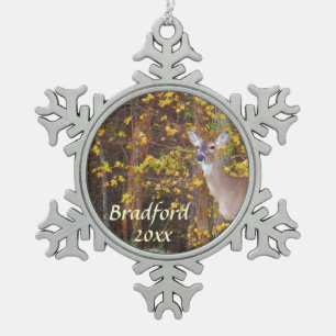 Hirsche, mit Namen personalisieren Schneeflocken Zinn-Ornament