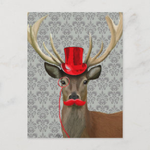 Hirsche mit Red Hat und Mustache Postkarte