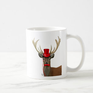 Hirsche mit Red Top Hat und Mustache Tasse